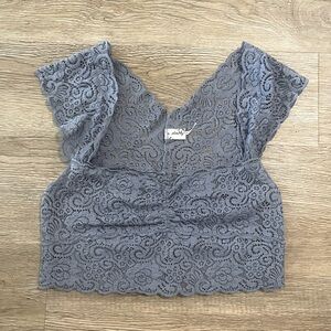 Intimately Free People Blue Lace Thick Strap Crop Top Bralette Womens Size Small